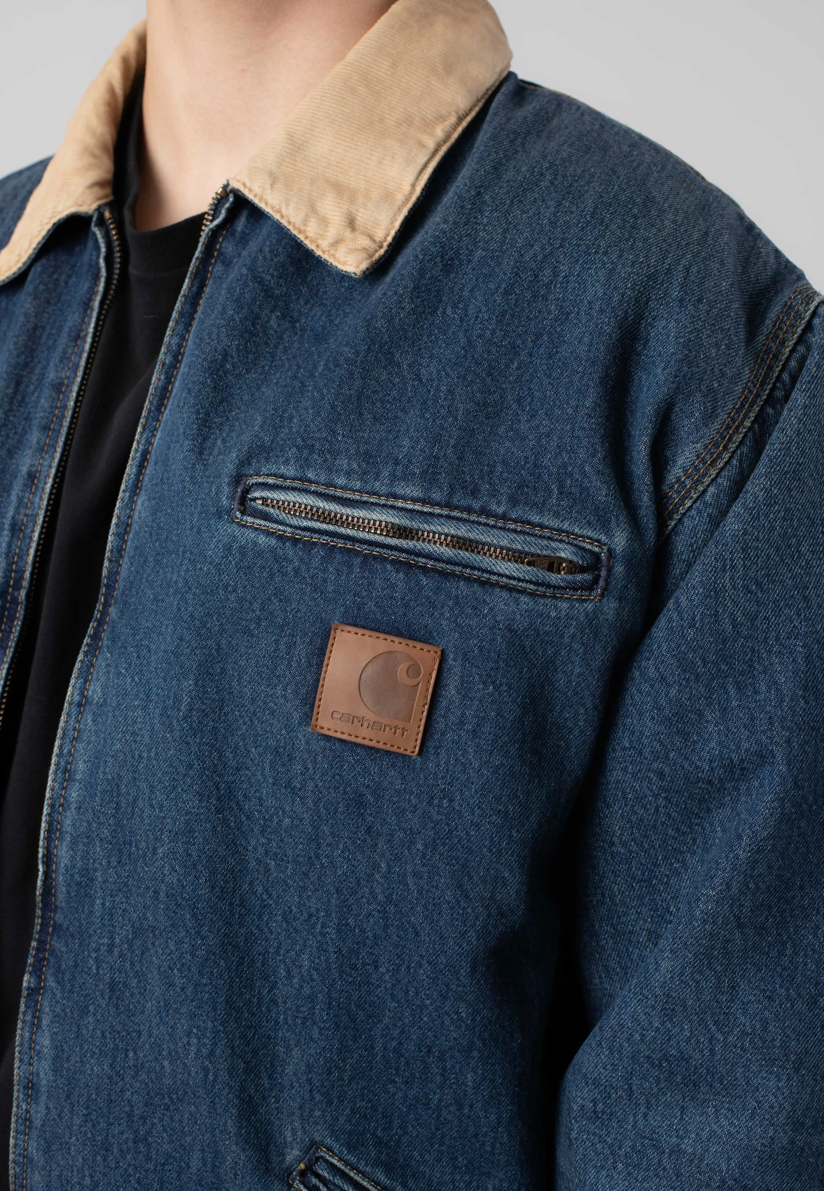 color blocking Carhartt WIP - OG Detroit Worn Used Wash Blue/Dusty H Brown - Jacket