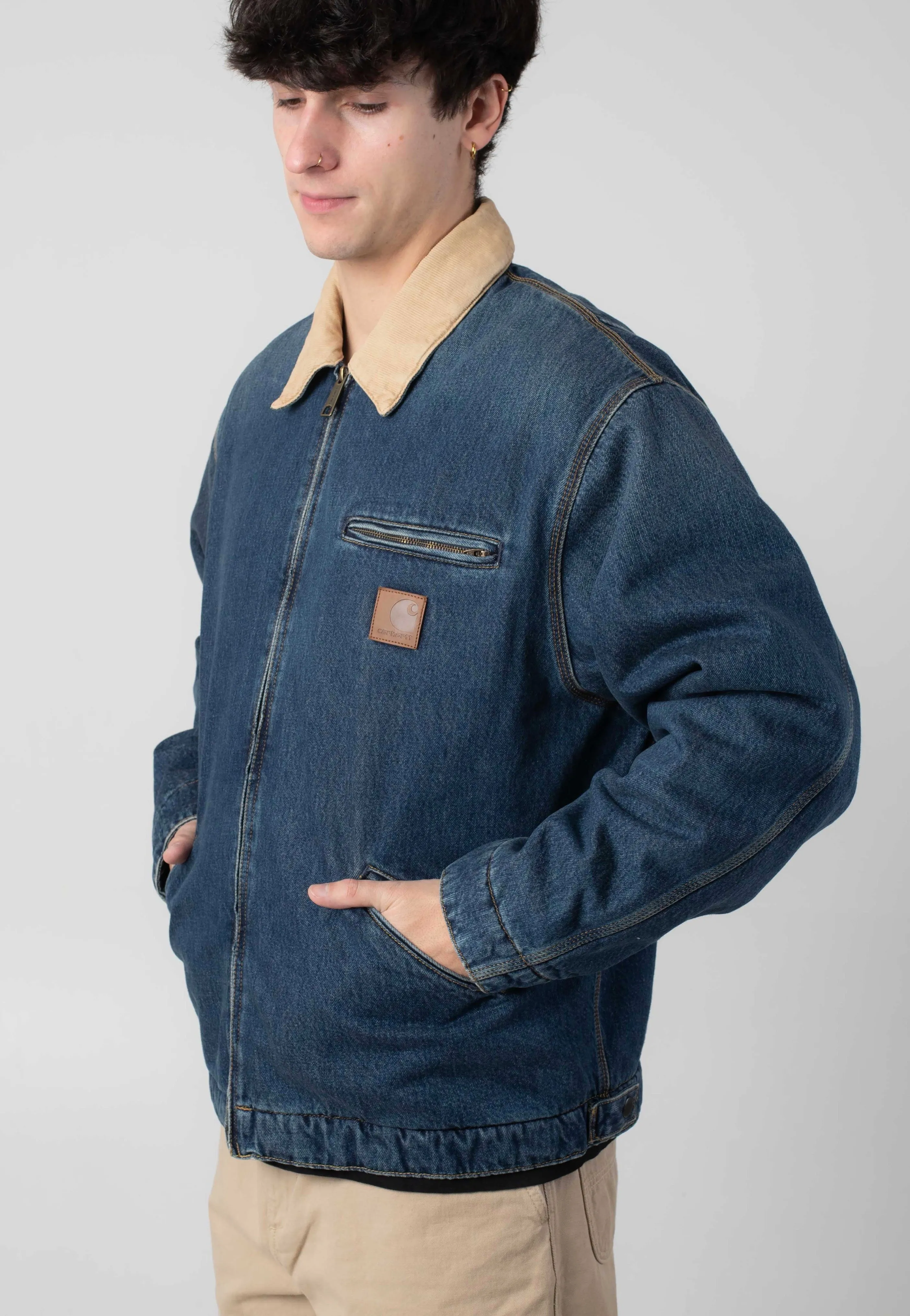 color blocking Carhartt WIP - OG Detroit Worn Used Wash Blue/Dusty H Brown - Jacket