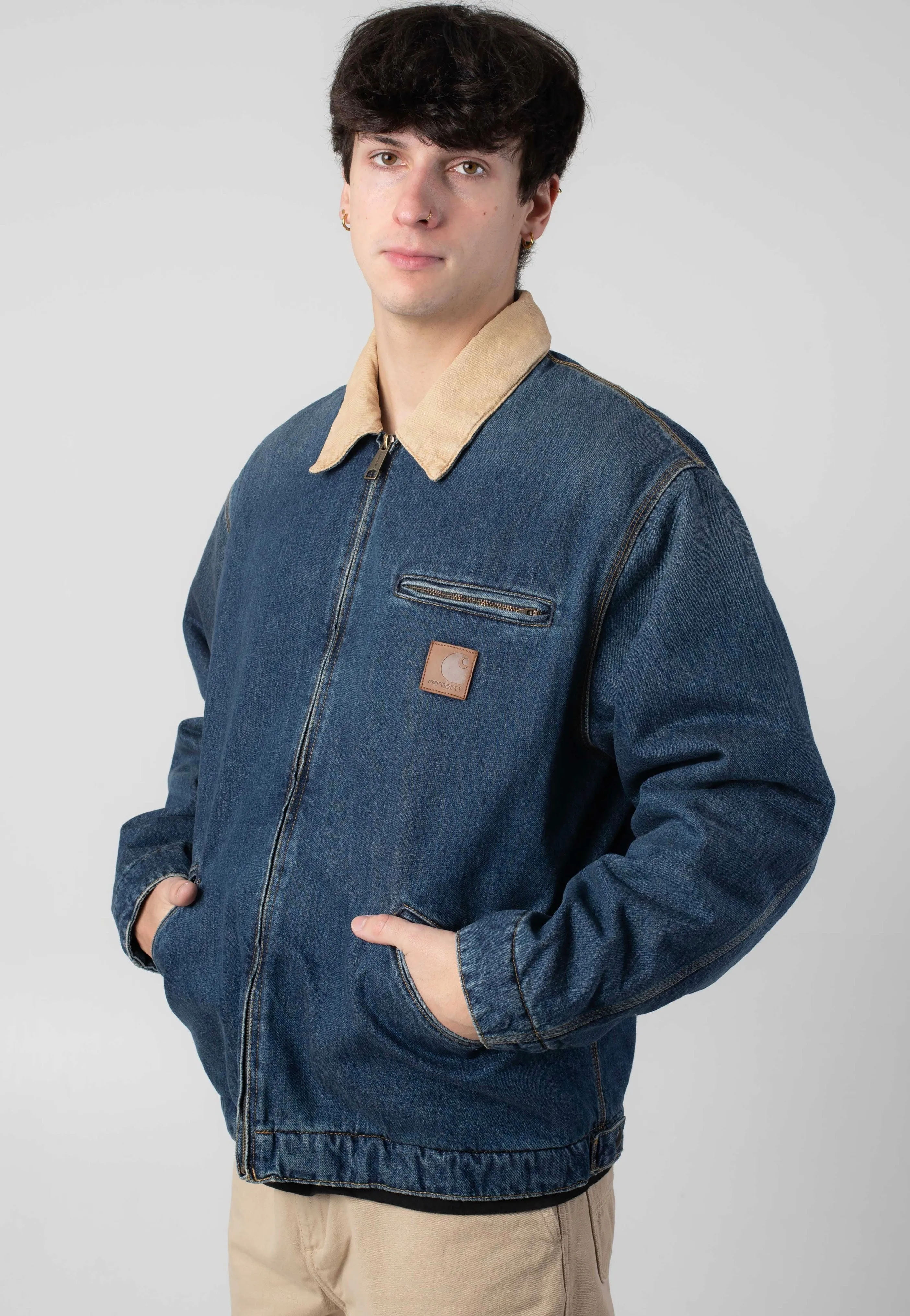 color blocking Carhartt WIP - OG Detroit Worn Used Wash Blue/Dusty H Brown - Jacket