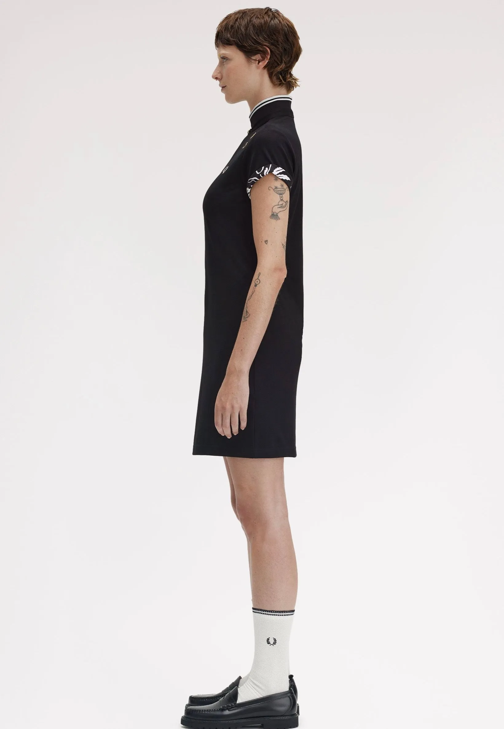Colorfast Fabric Fred Perry x Amy Winehouse - Printed Trim Pique Black - Dress