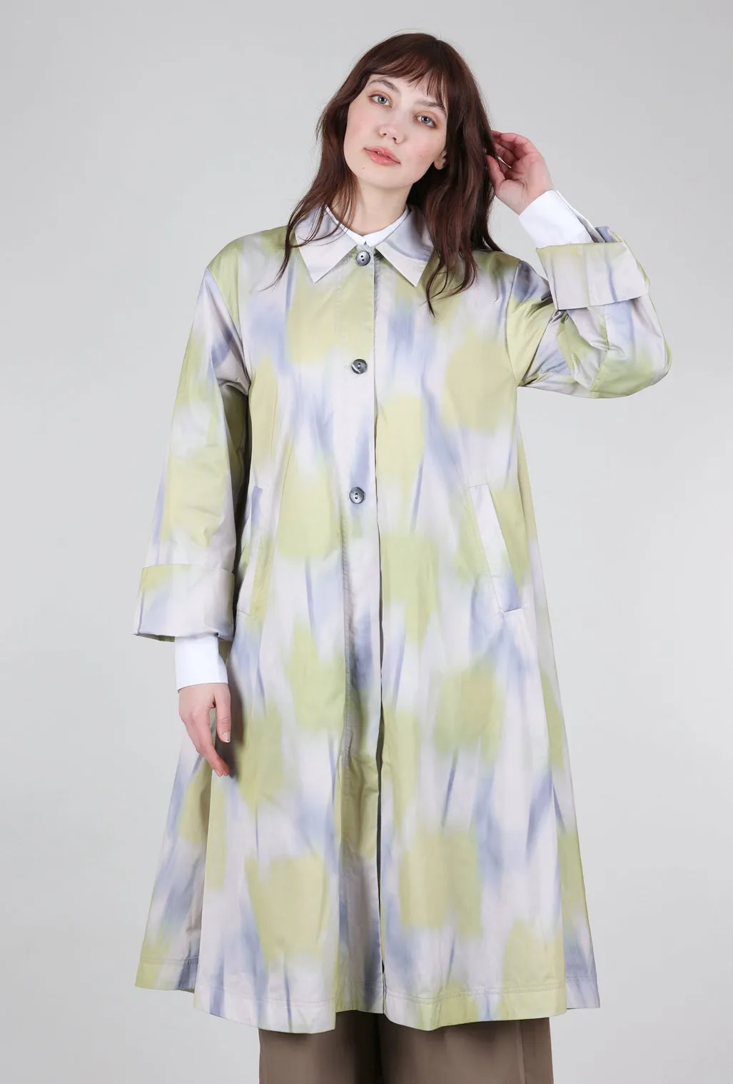 Ikat Tulip Coat, Lavender Multi Minimal Daily Fit One Color