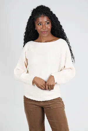 Monet Sweater, Ecru Relaxed long-sleeve sweater Versatile textured top