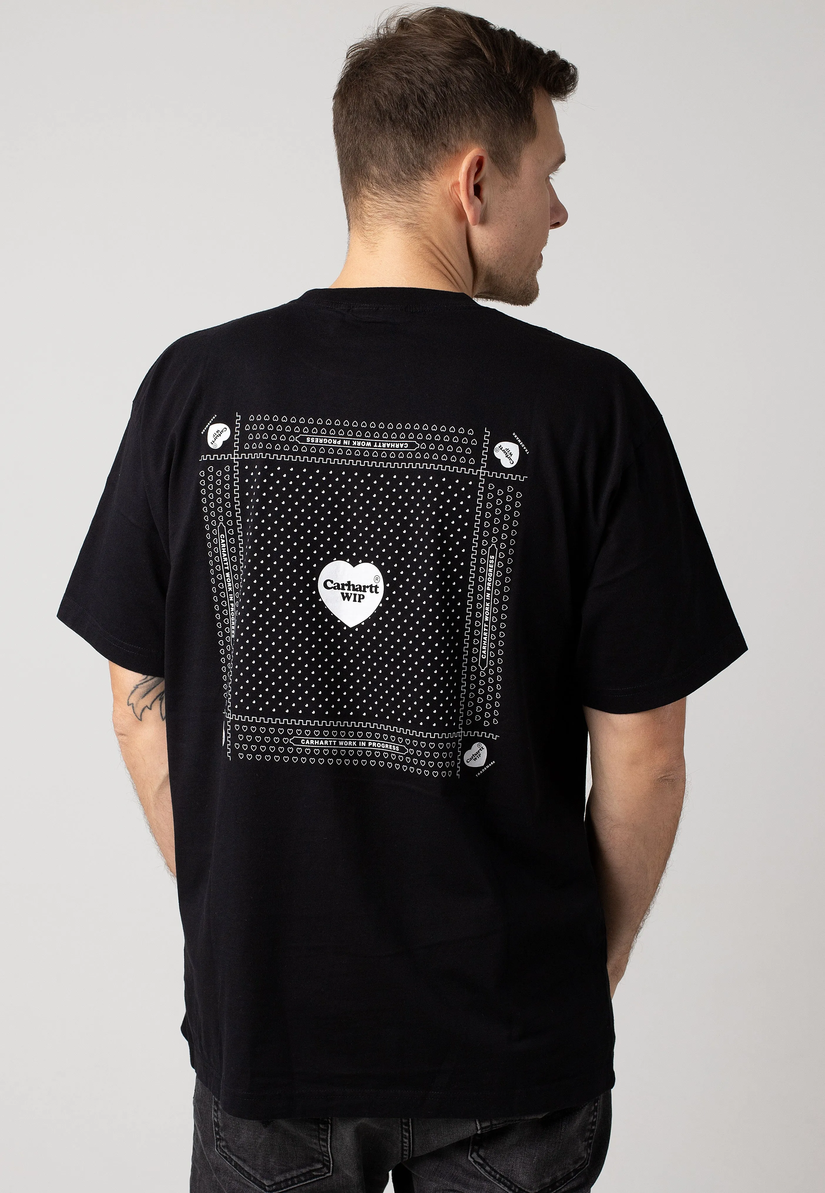 Comfort First Carhartt WIP - Heart Bandana Stone Washed Black/White - T-Shirt