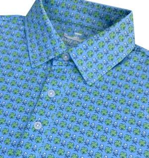 Casual Friday Lucky Golf: Upcycled Club Polo - Light Blue
