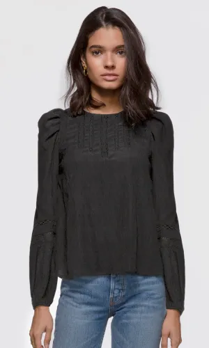 Miriam Pouf Sleeve Inset Trim Blouse 98T6150