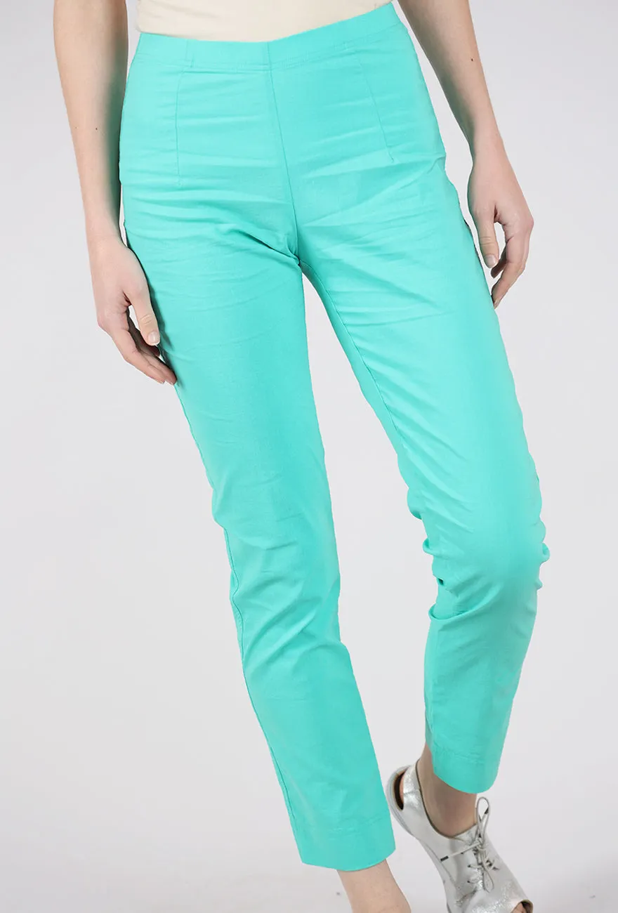 Comfortable Fabric Cotton Linen Twill Slim Pant, Aqua