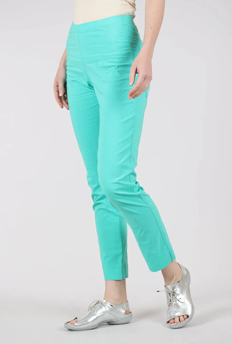 Comfortable Fabric Cotton Linen Twill Slim Pant, Aqua