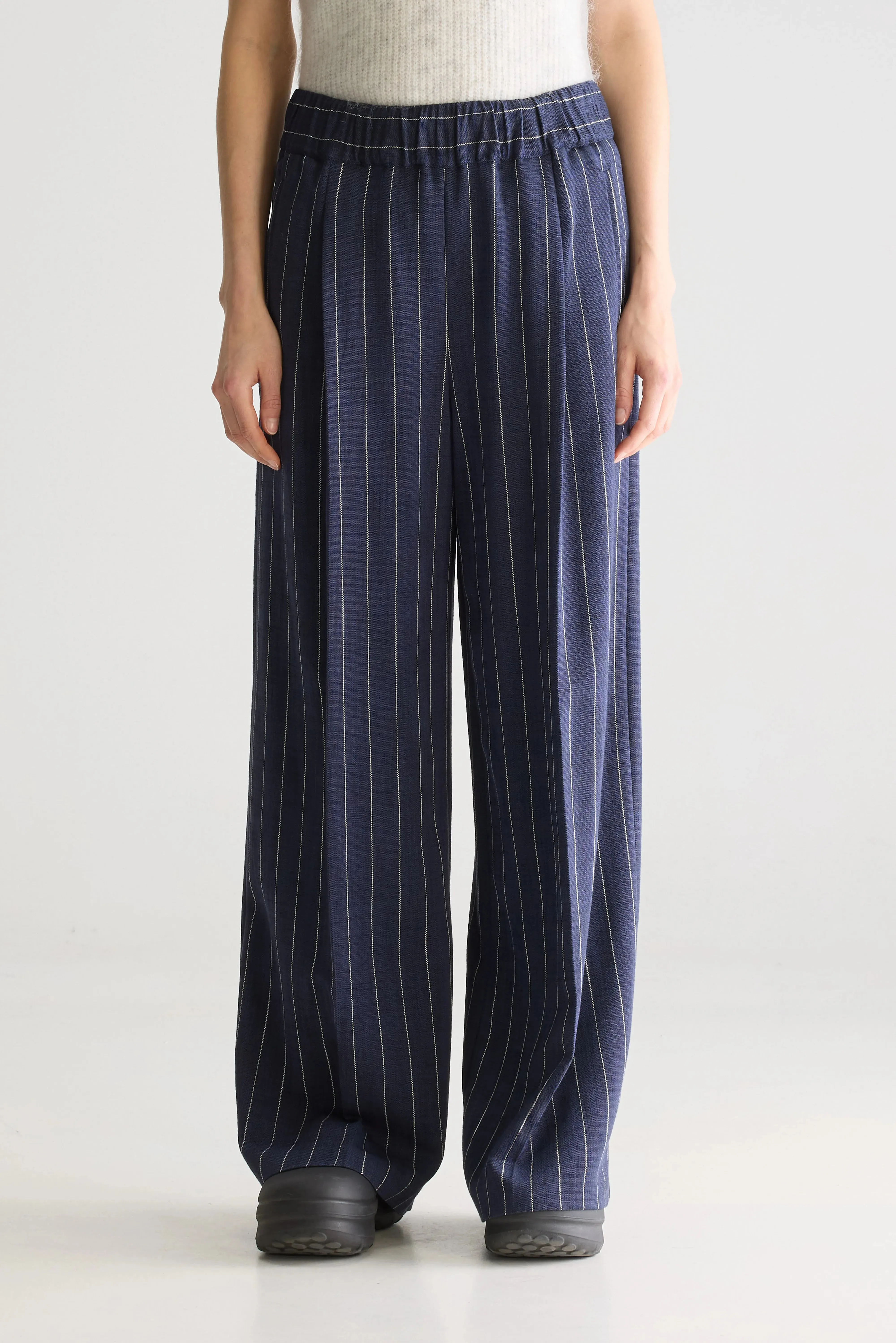 Comfortable Fabric Vespa wide trousers (251 / W / STRIPE A)