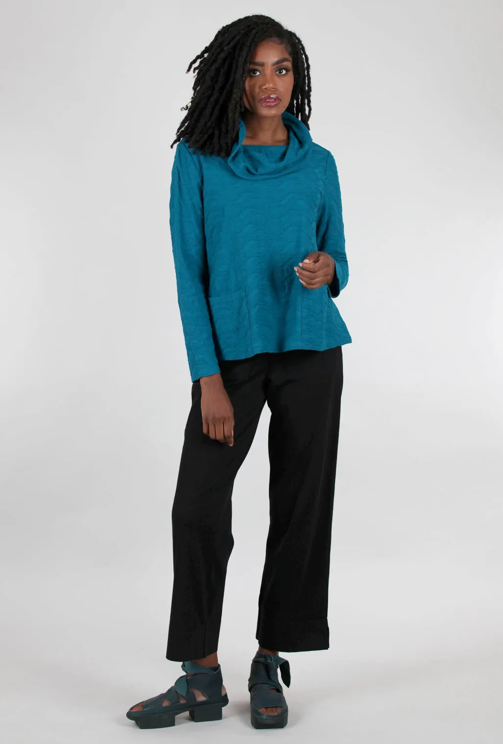 Comfortable Feel Deep-Hem Ankle Pant, Black