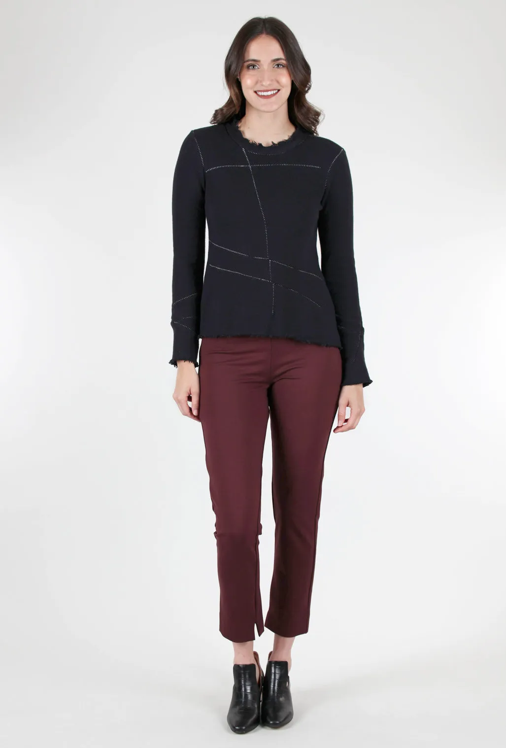 Comfortable Waist Ponte Knit Zani Pant, Bordeaux
