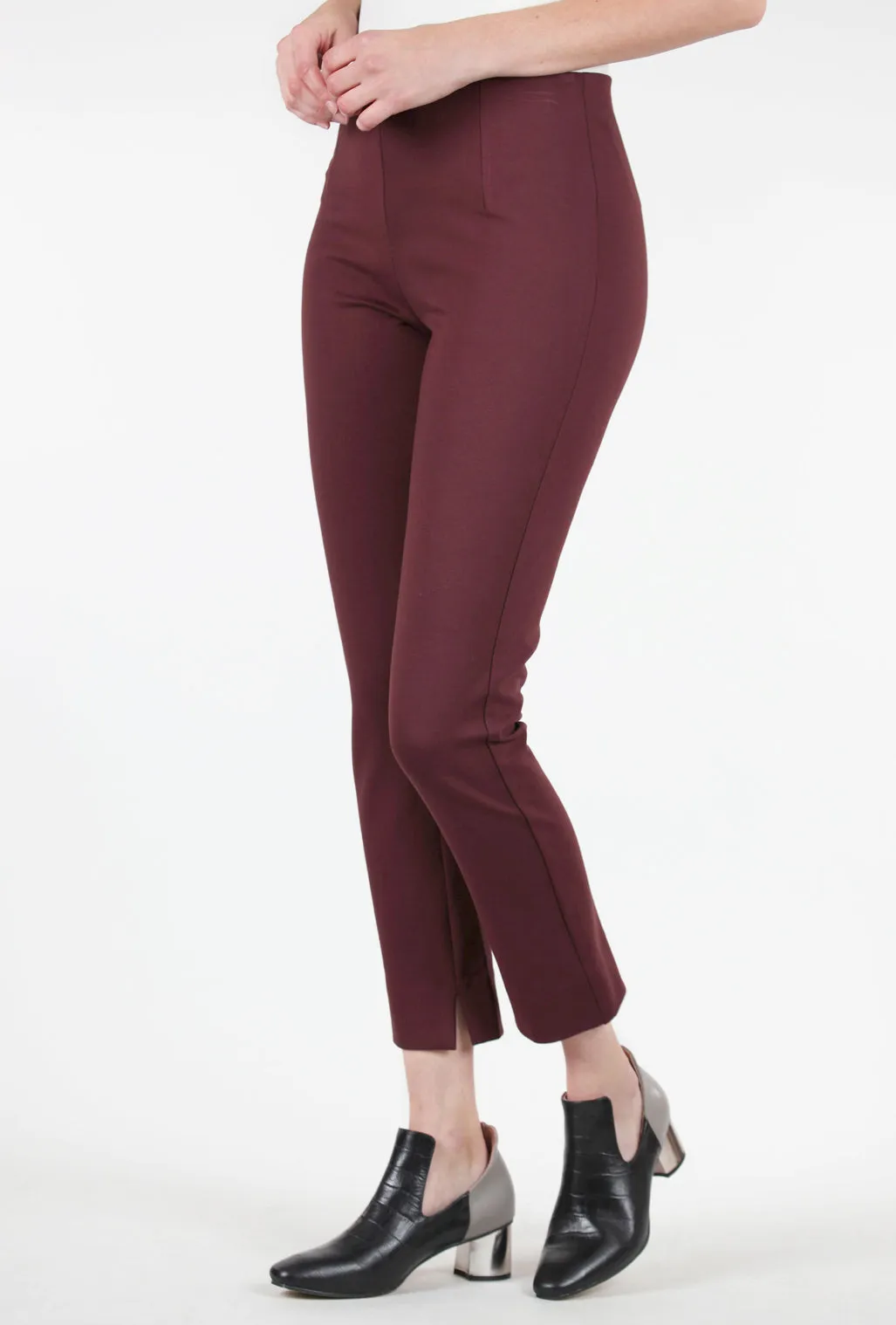 Comfortable Waist Ponte Knit Zani Pant, Bordeaux