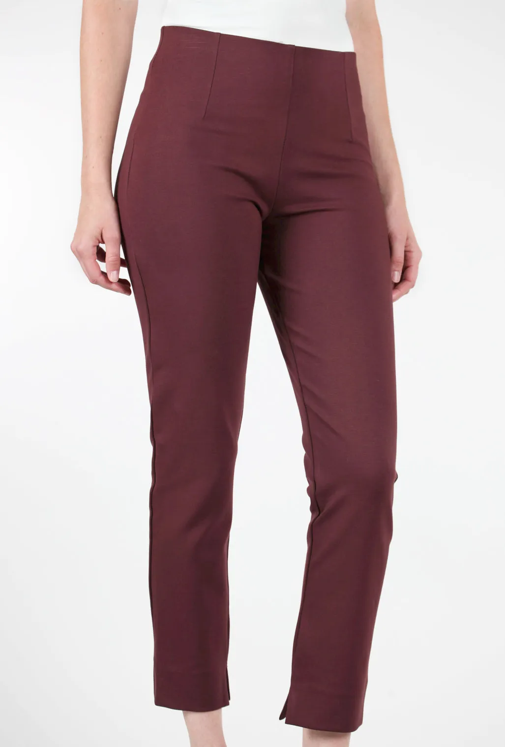 Comfortable Waist Ponte Knit Zani Pant, Bordeaux