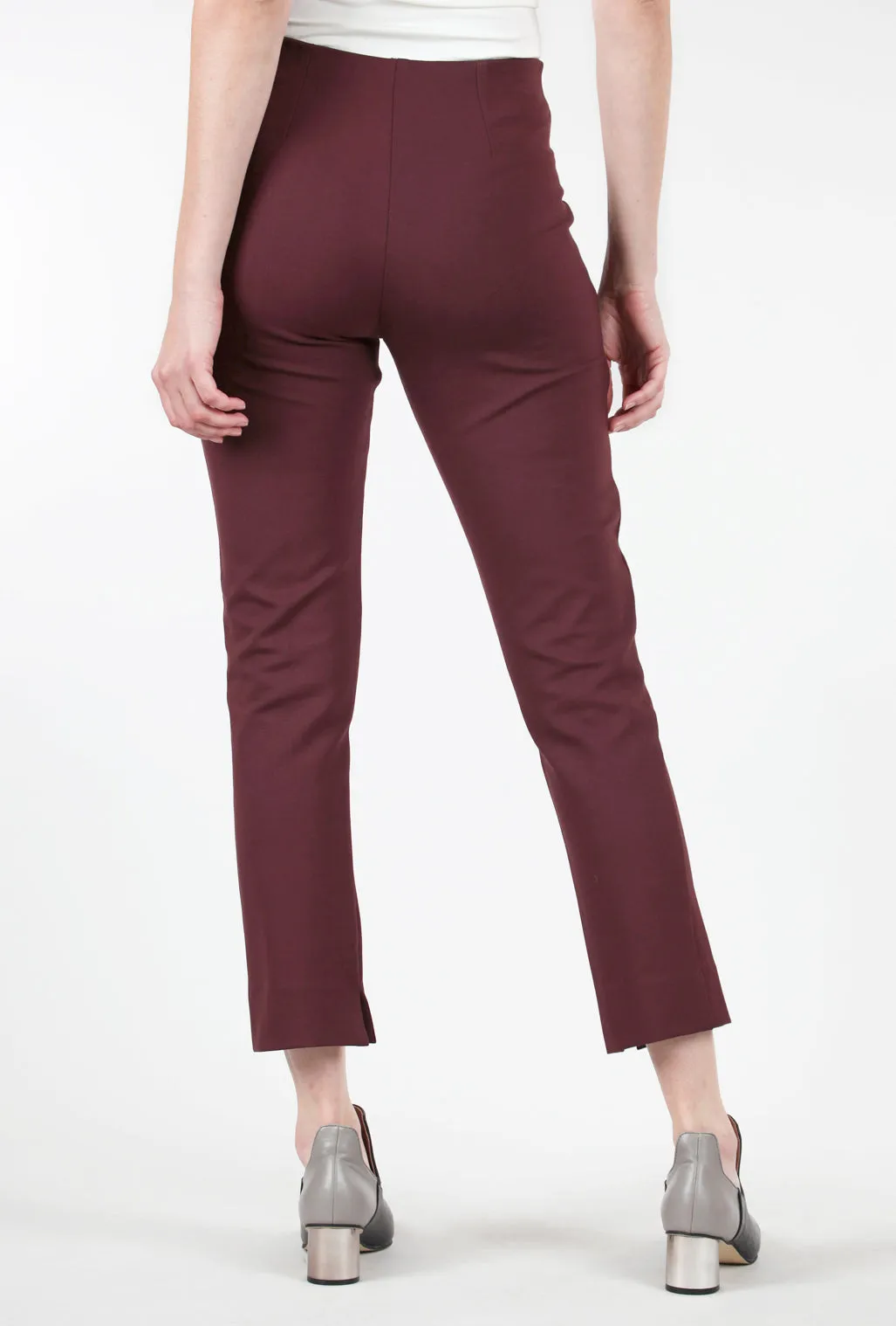 Comfortable Waist Ponte Knit Zani Pant, Bordeaux