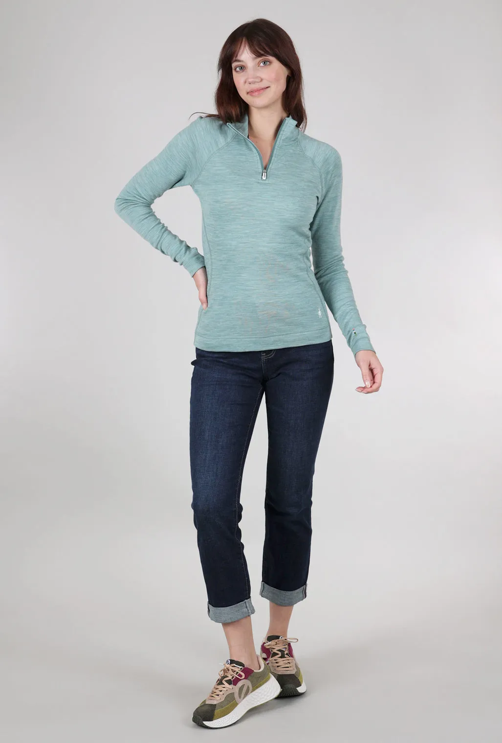 Comfortable Wear 1/4-Zip Classic Thermal Base Layer, Arctic Green Heather