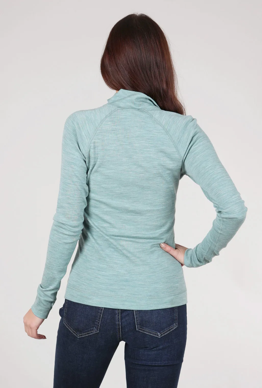 Comfortable Wear 1/4-Zip Classic Thermal Base Layer, Arctic Green Heather