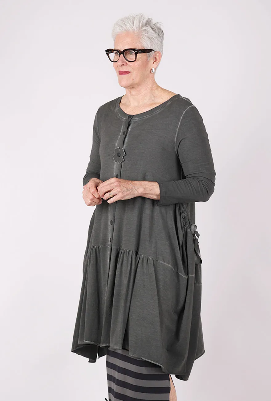 Comfortable Wear Ribbon Jacket Long, Asphalt