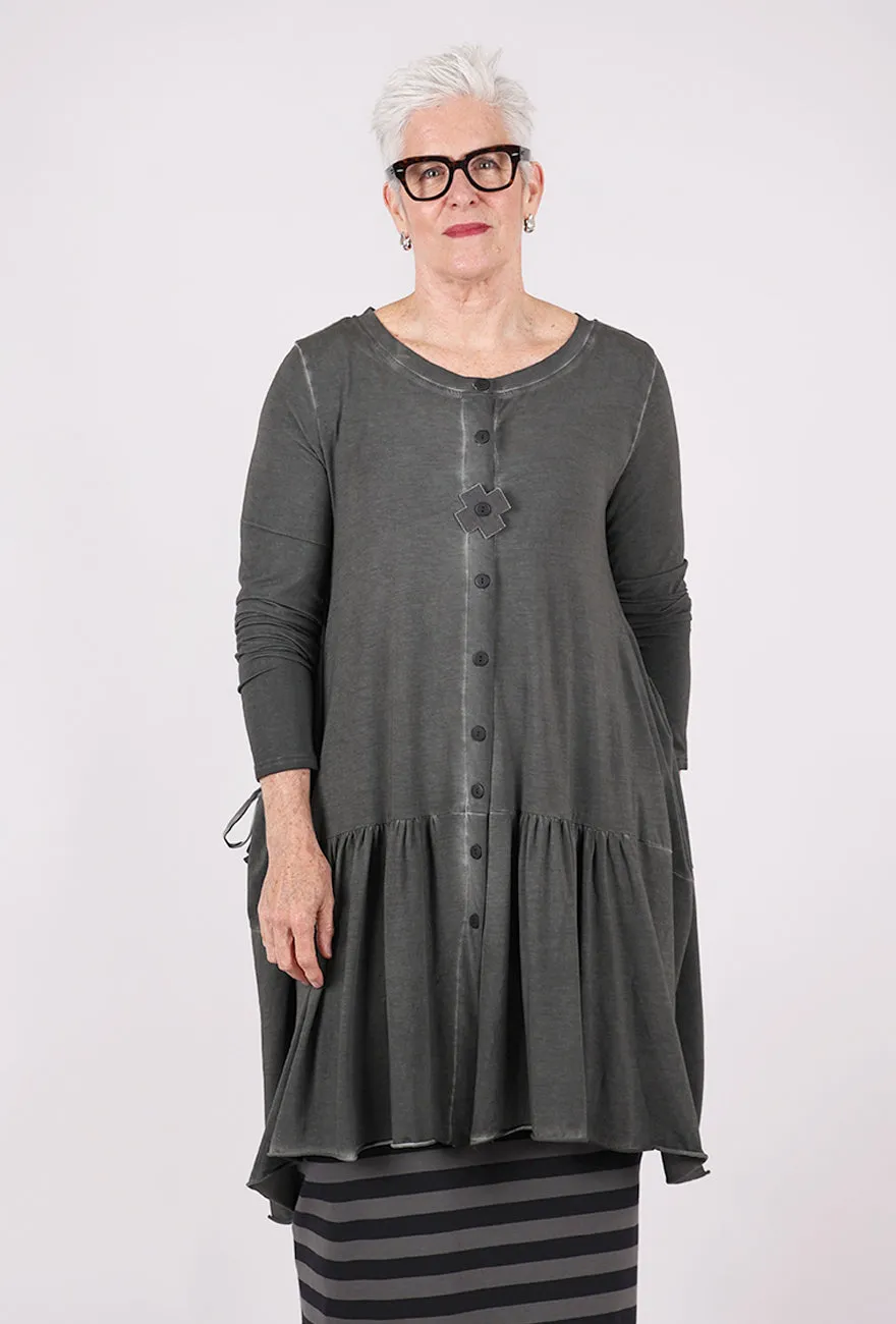 Neutral Tone Ribbon Jacket Long, Asphalt
