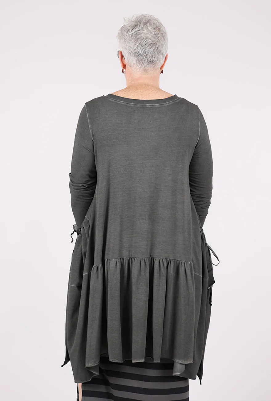 Comfortable Wear Ribbon Jacket Long, Asphalt