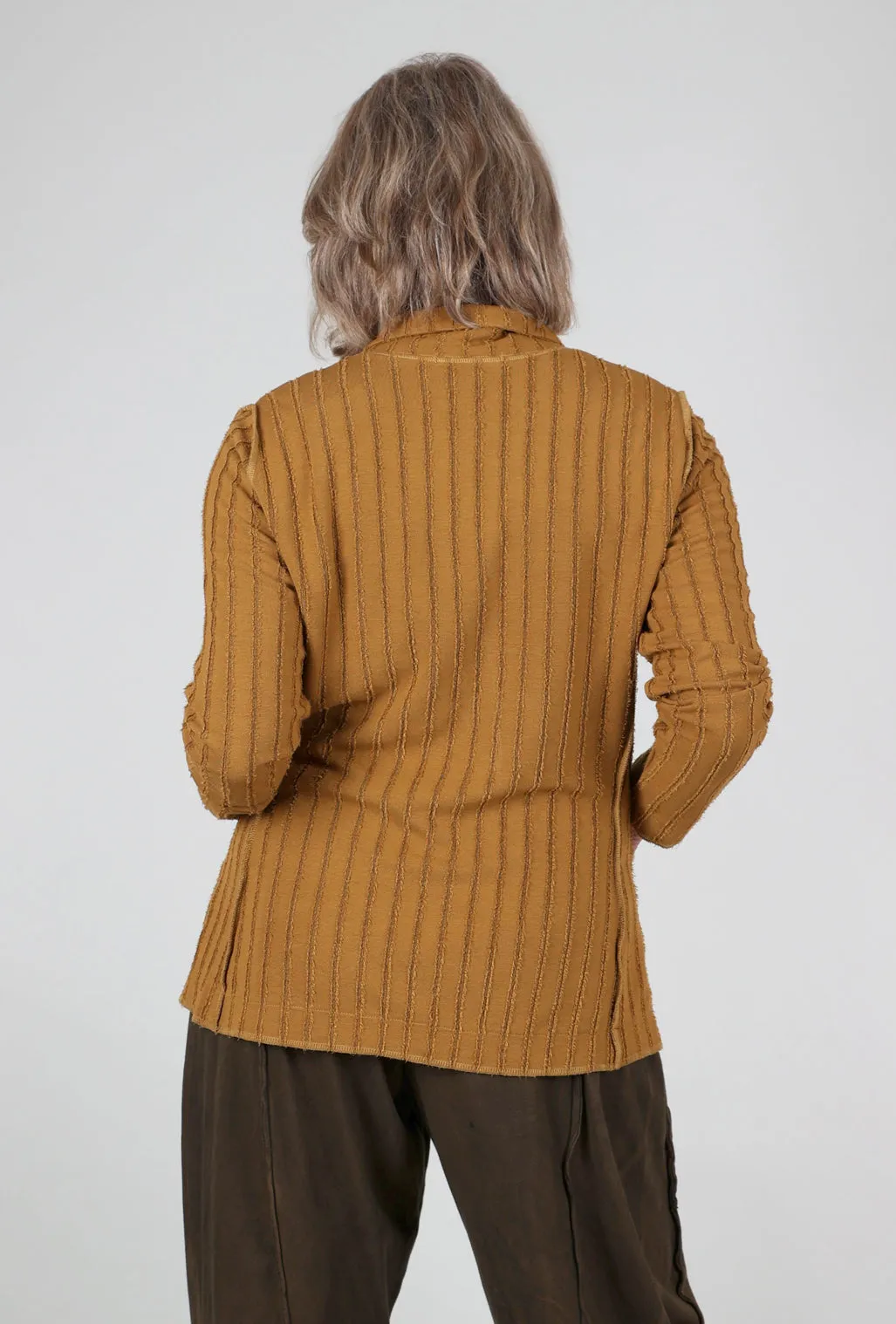 Commuter Fit Frayed Stripe Fitted Blazer, Brass