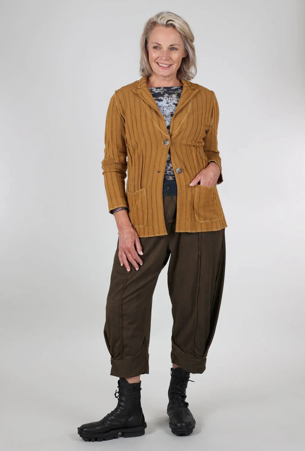 Commuter Fit Frayed Stripe Fitted Blazer, Brass