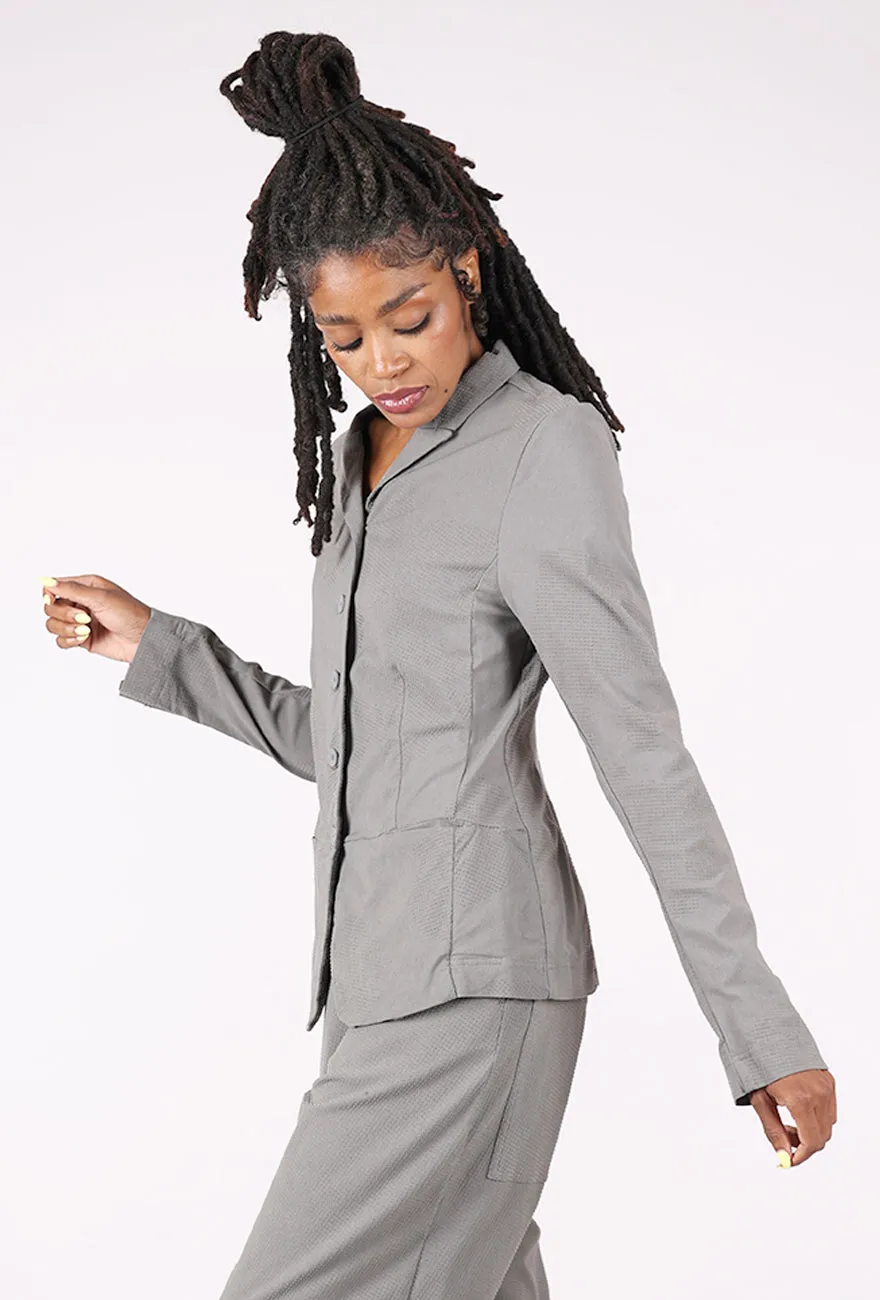 Compact Warmth Pick Raised Dot Trim Jacket, Dark Gray/Flock