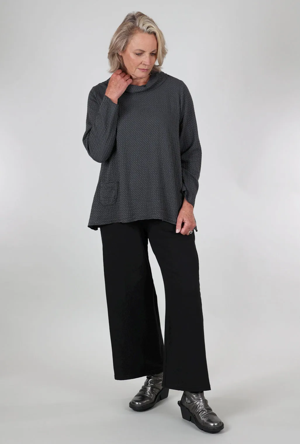Contrast-Inset Fleece Pant, Black Soft Touch
