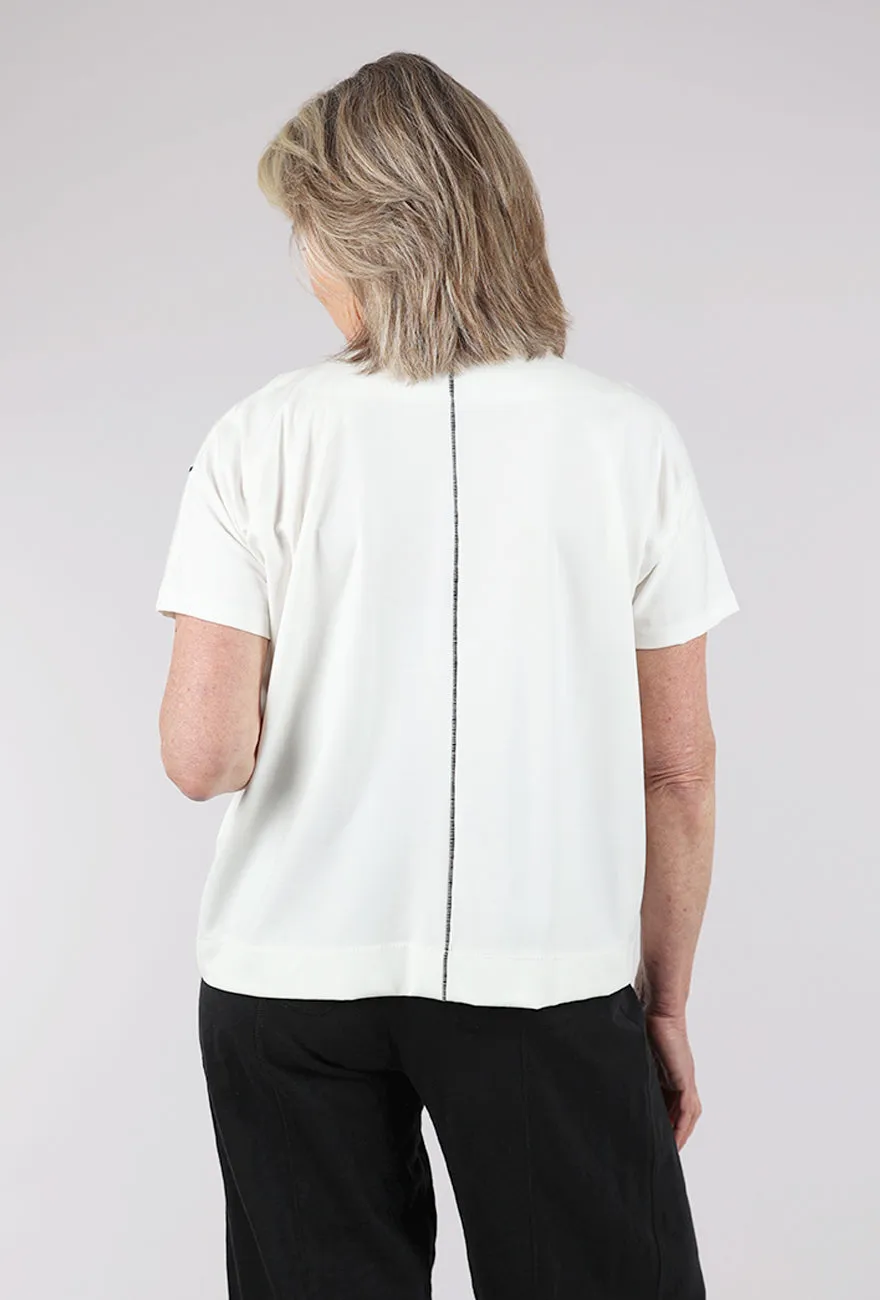 Contrast Stitch Pocket Top, Ivory Industry - leading - premier