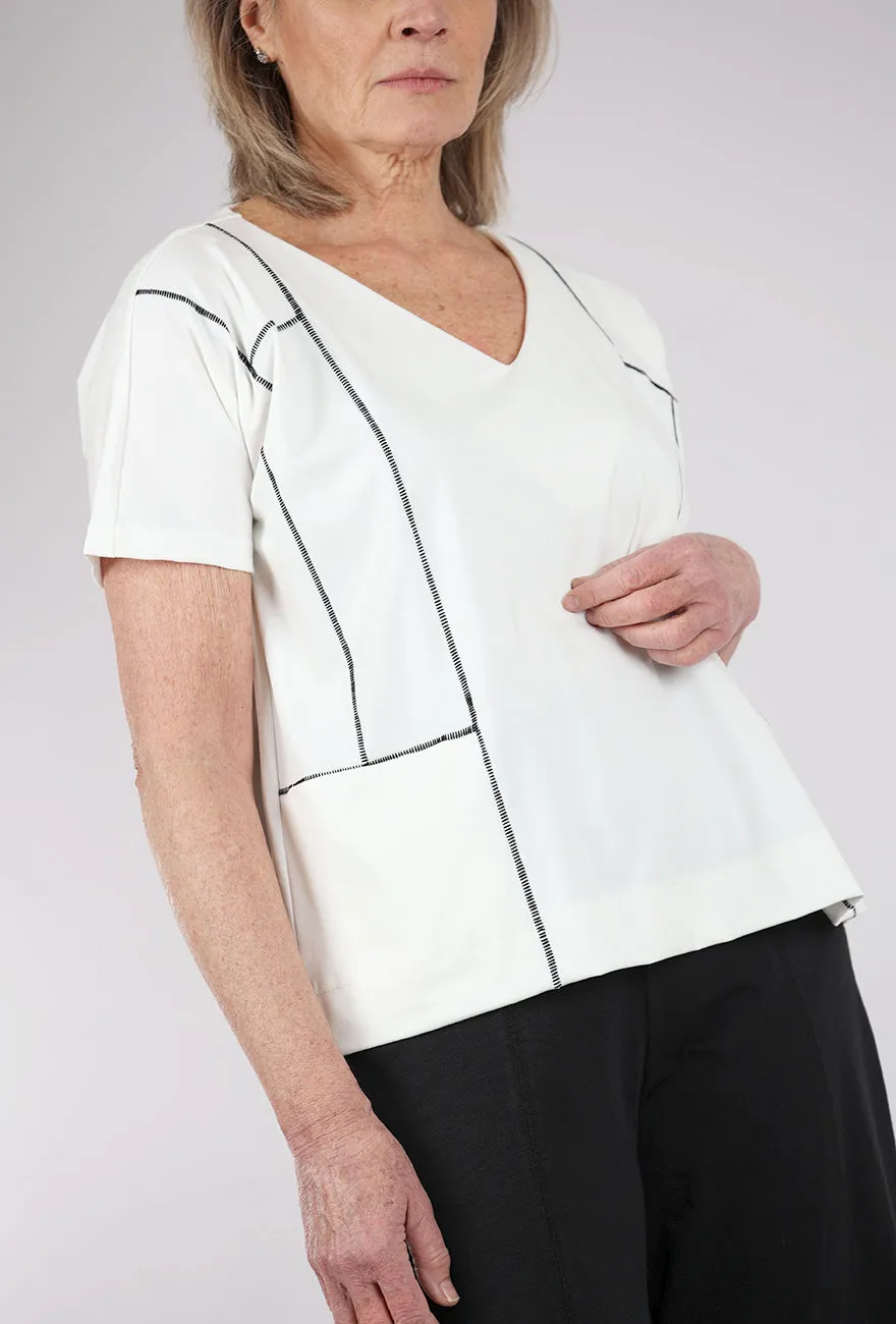 Contrast Stitch Pocket Top, Ivory Industry - leading - premier