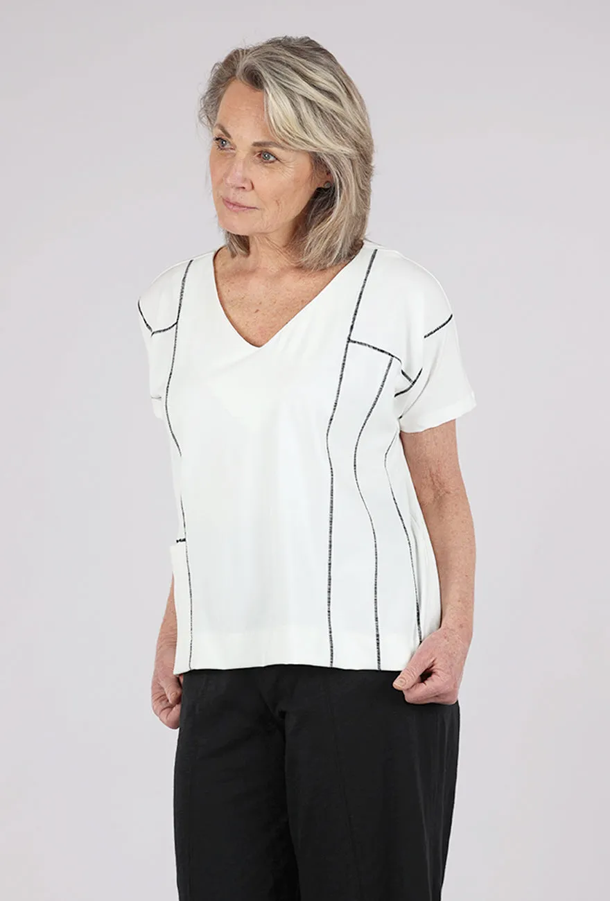 Contrast Stitch Pocket Top, Ivory Industry - leading - premier