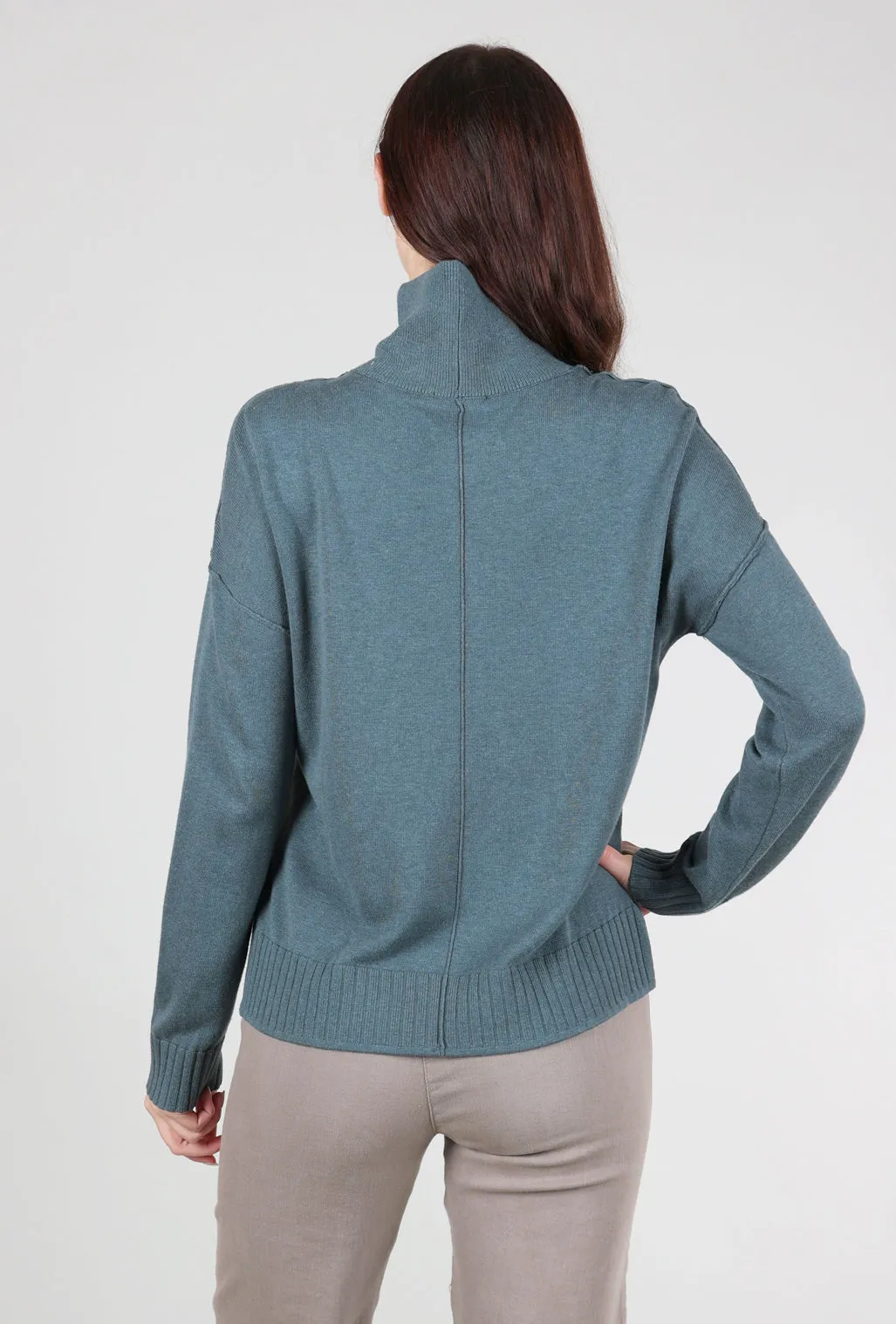 Contrast Tipped Relaxed Tneck, Heron Raglan Sleeve