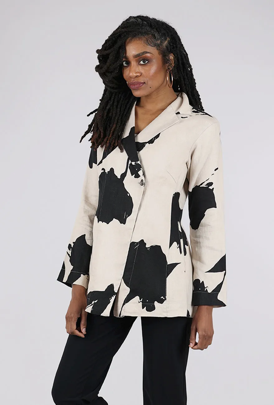 Convertible Style Shadow Blossom Jacket, Ecru/Black