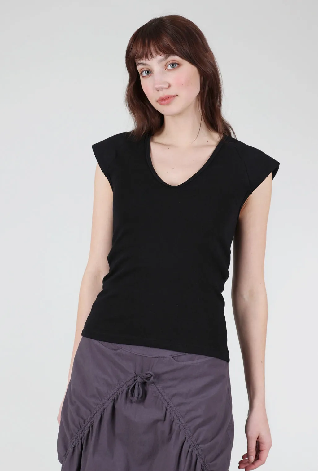 Strong Shoulder Top, Black Movie Night Washable fabric