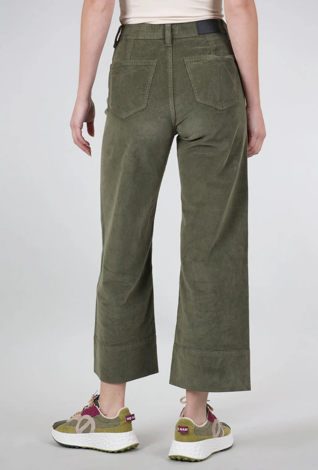 Cord Penny Crop, Olive Martini Clean Lines