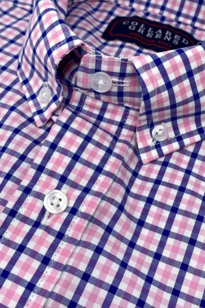 Waverly: Brookline Button Down Shirt - Pink/Navy Simple and Fashionable