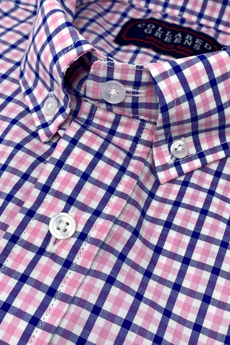 Waverly: Brookline Button Down Shirt - Pink/Navy Simple and Fashionable