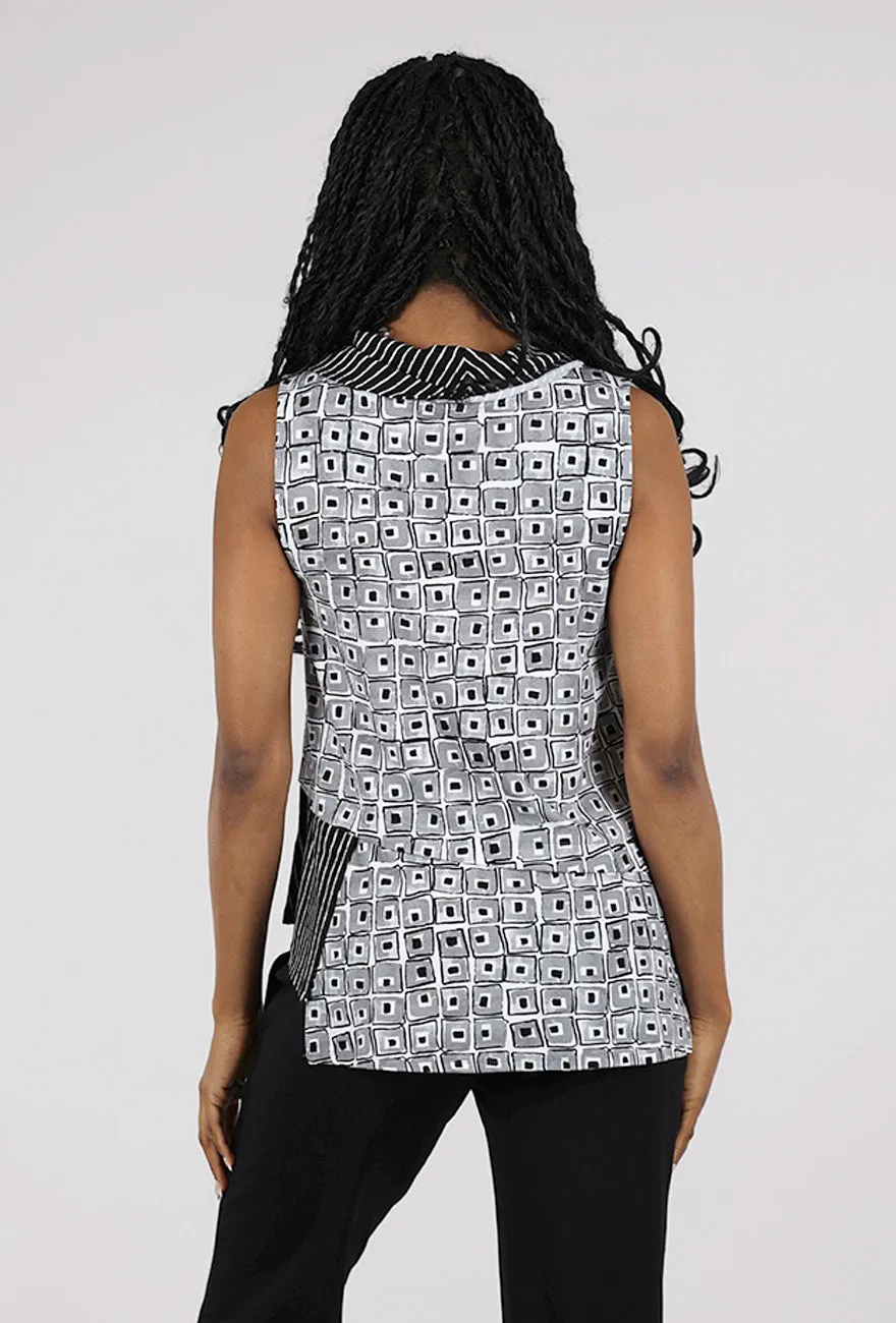 Core Travel Mixed Cowl Top, Black Multi Classic Look