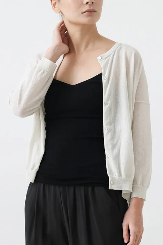 Simple Outfit Polished Edge Cotton Antique White Cardigan