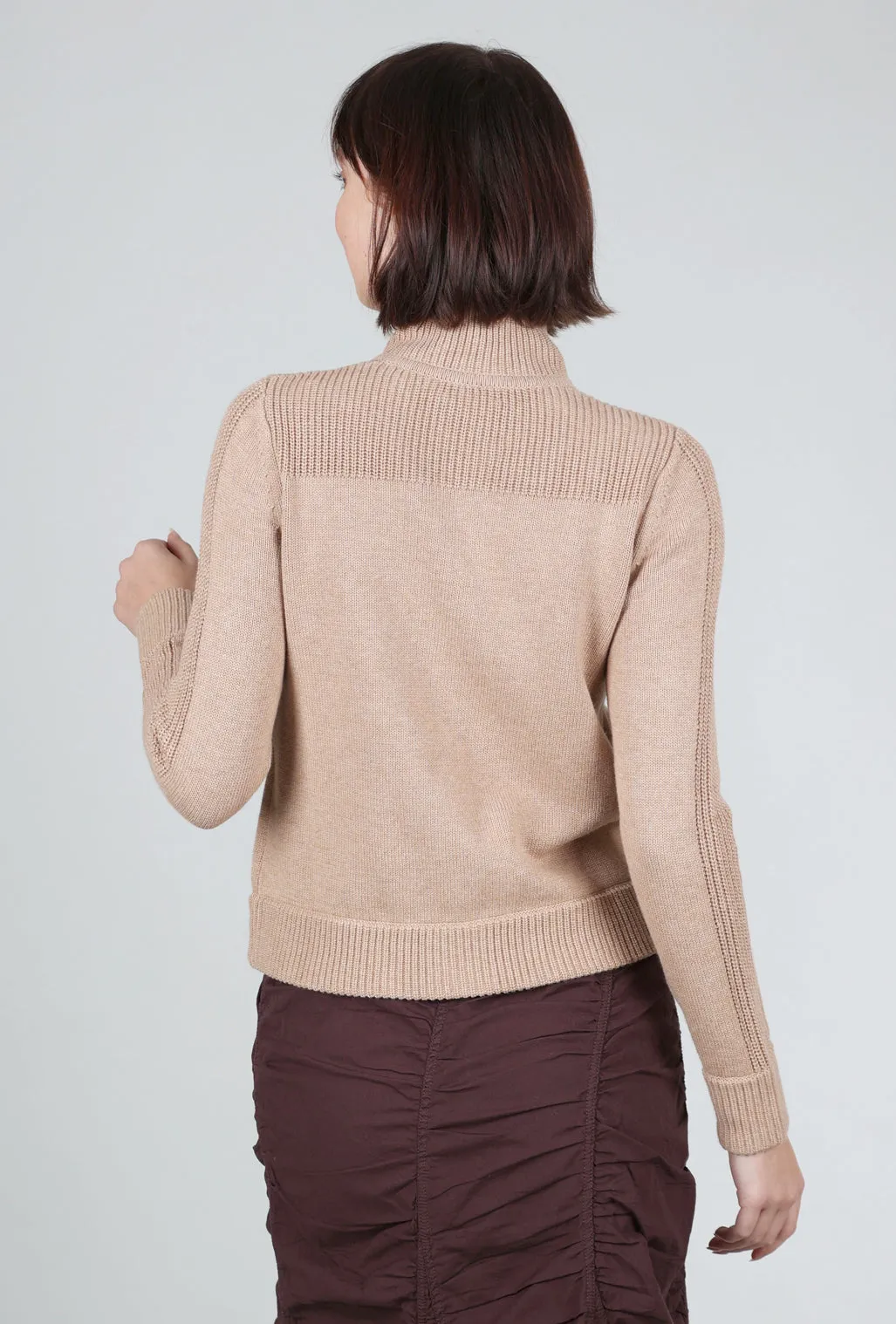 Cotton Cargo Cardie, Camel Thick Fleece