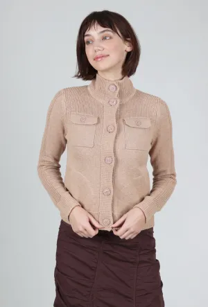 Cotton Cargo Cardie, Camel Effortless knitwear