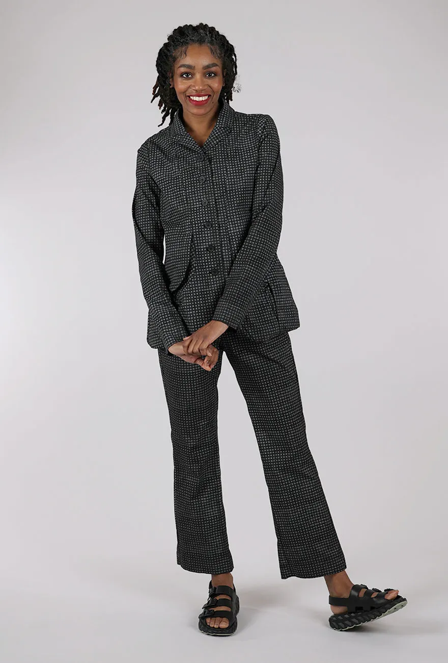 Cotton Check Flare Trouser, Black Versatile Fit