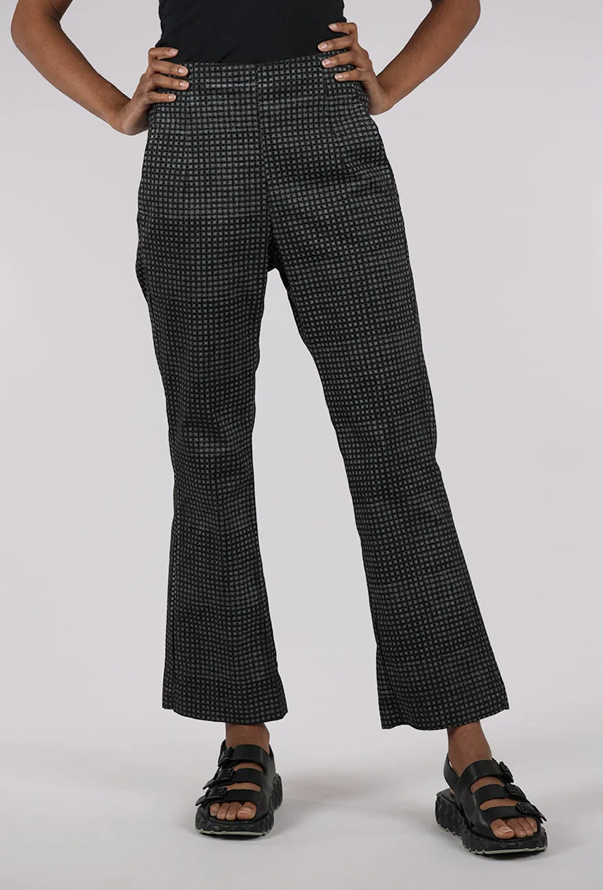 Cotton Check Flare Trouser, Black Versatile Fit