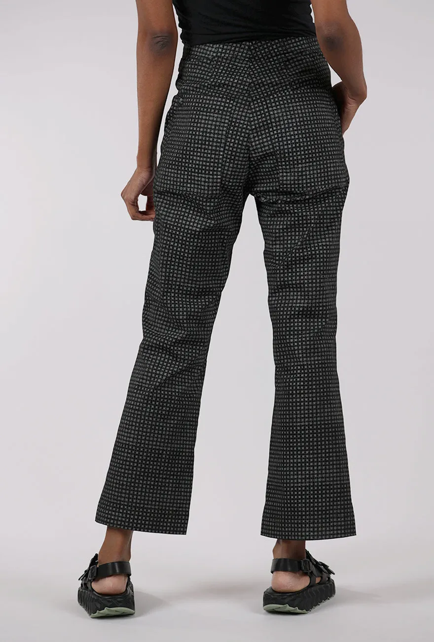 Cotton Check Flare Trouser, Black Versatile Fit