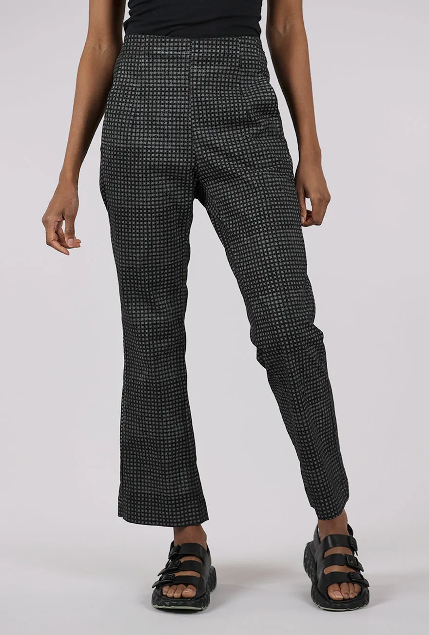 Cotton Check Flare Trouser, Black Formal Look