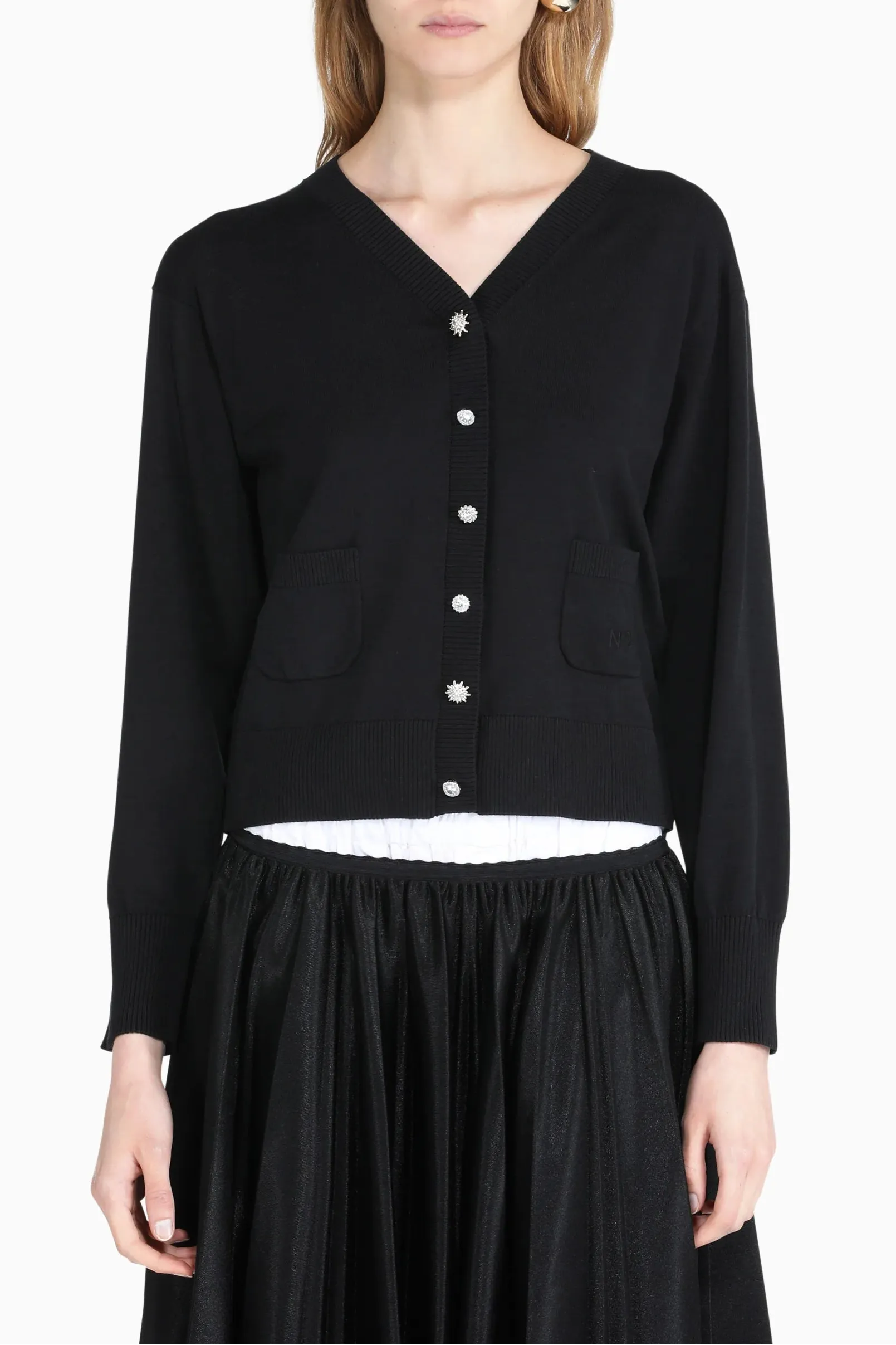 Cotton Knit Black Cardigan Lounge Vibe Outdoor Casual Look