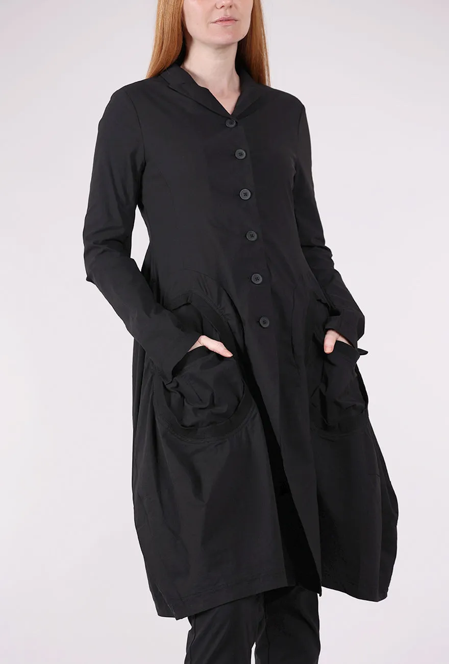 Cotton-Linen Pocket Frock Topper, Black UV protection piece