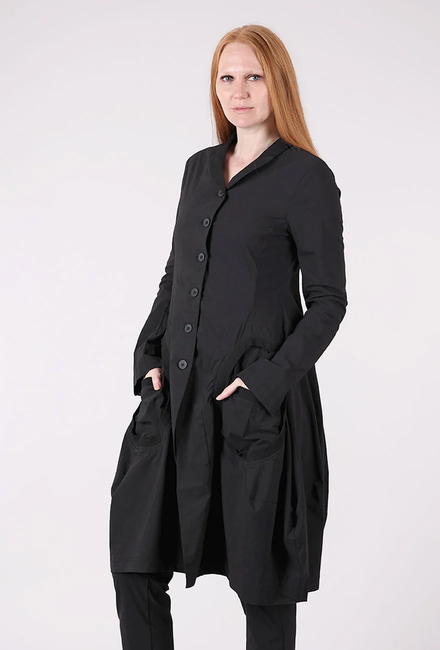 Cotton-Linen Pocket Frock Topper, Black UV protection piece
