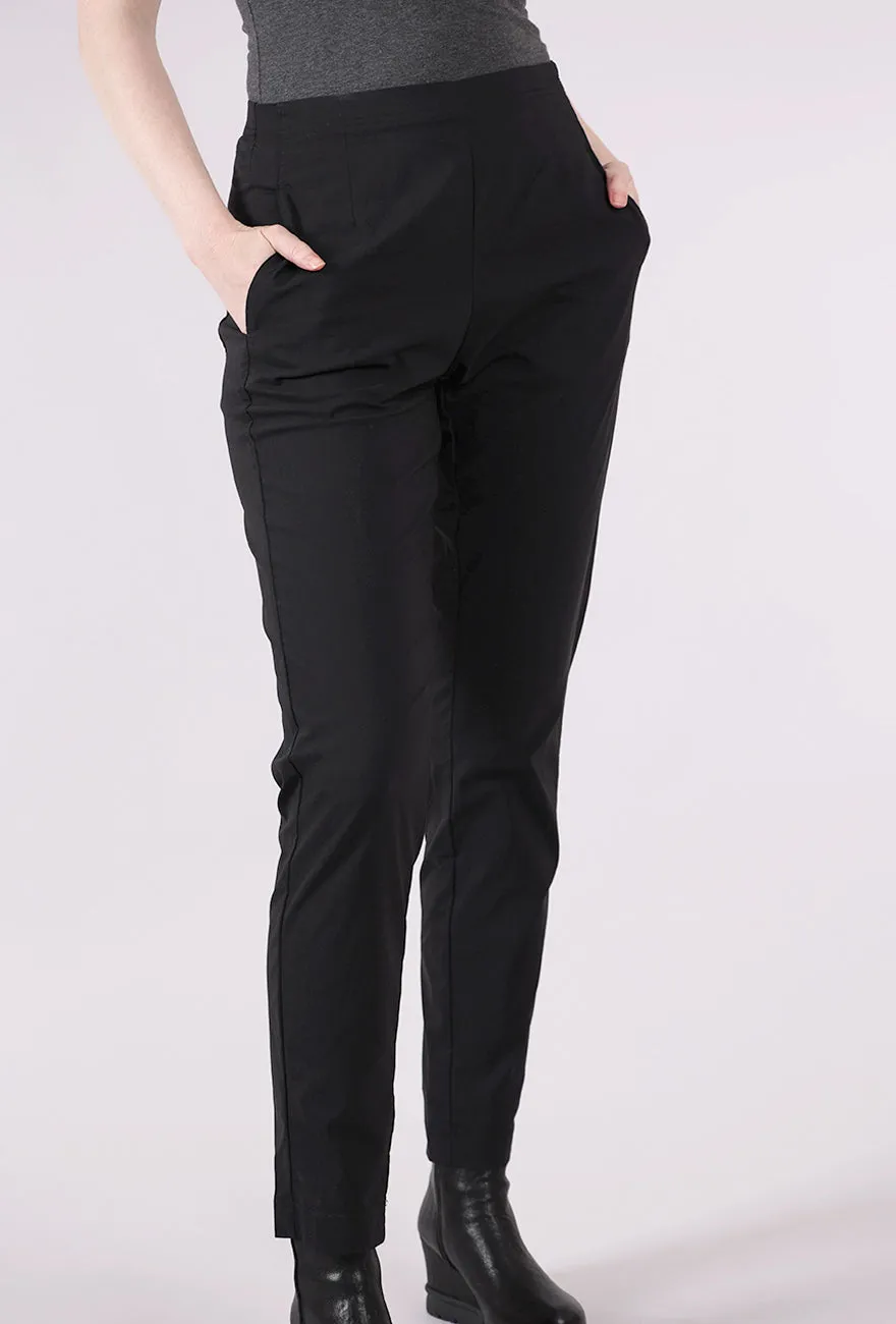 Cotton-Linen Taper Trouser, Black Functional Fit