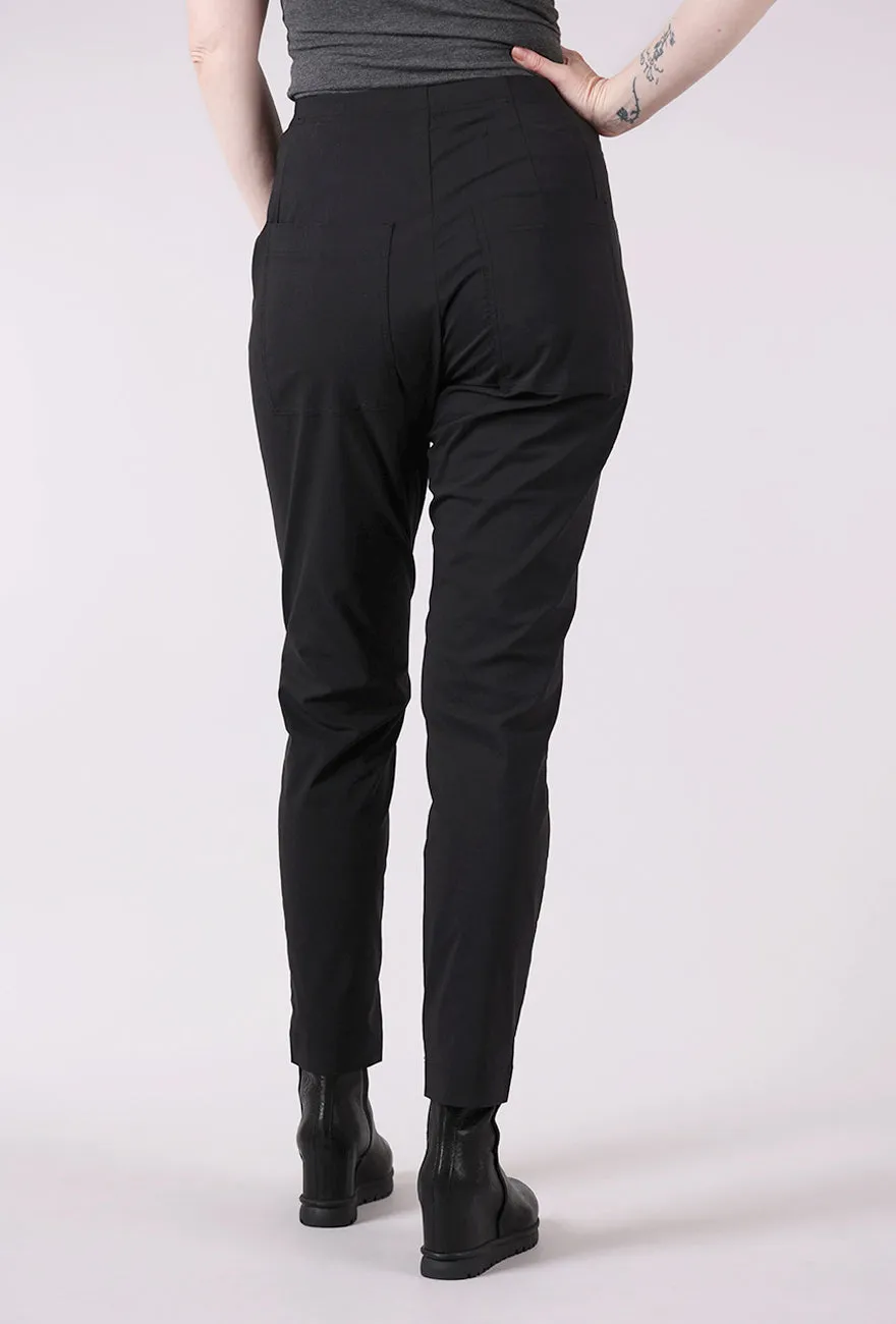 Cotton-Linen Taper Trouser, Black Functional Fit