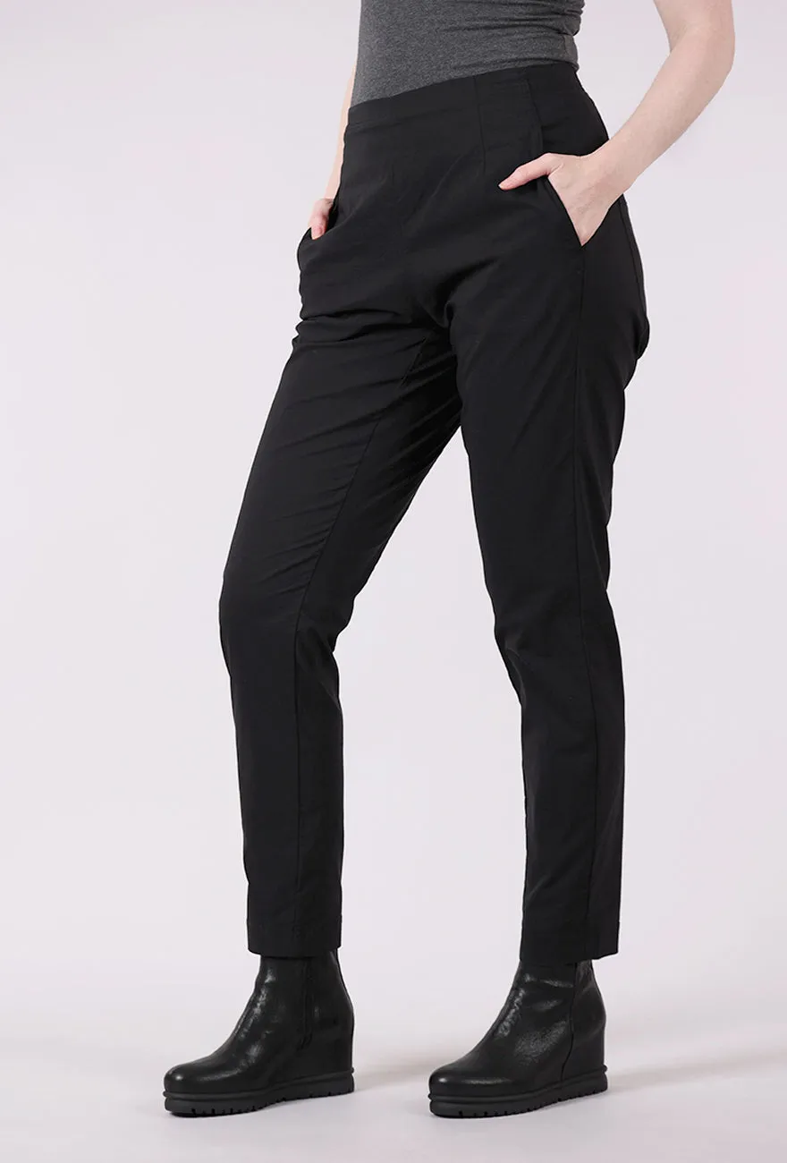 Cotton-Linen Taper Trouser, Black Functional Fit