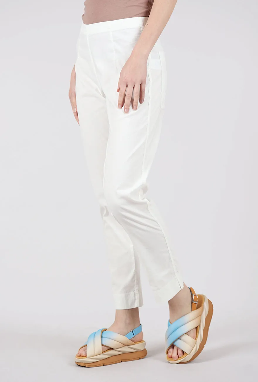 Cotton Linen Twill Slim Pant, Off White Elegant Look